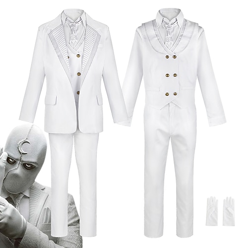 

Moon Knight Marc Spector Pants Outfits Masquerade Men's Movie Cosplay Cosplay White Coat Vest Blouse Masquerade Polyester / Gloves / Tie / Gloves / Tie