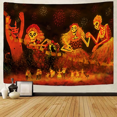 

Halloween Party Wall Tapestry Art Decor Blanket Curtain Hanging Home Bedroom Living Room Decoration Polyester Pumpkin Bat Witch Castle
