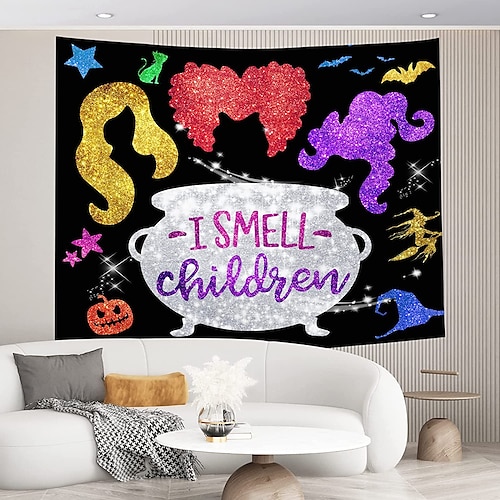 

I Smell Children Wall Tapestries Tapestries for Bedroom Living Room, Dorm Home Wall Decor Fall Autumn Witches Tapestrys for Bedroom