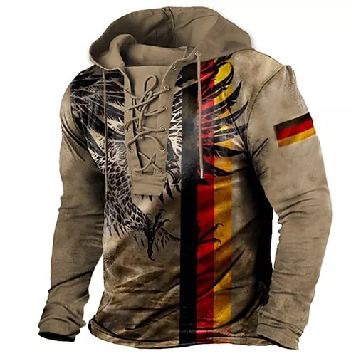 

Men's Unisex Pullover Hoodie Sweatshirt Pullover Brown Hooded Graphic Prints Eagle Lace up Print Casual Daily Sports 3D Print Streetwear Designer Casual Spring & Fall Clothing Apparel Hoodies