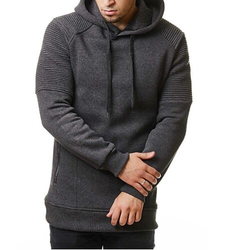 

Men's Pullover Hoodie Sweatshirt Pullover Solid Color Sports Outdoor Daily Sports Sportswear Casual Slim Fit Hoodies Sweatshirts Black Light Grey