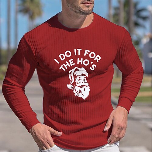 

Men's T shirt Tee Graphic Letter Crew Neck Red Hot Stamping Street Daily Long Sleeve Print Clothing Apparel Fashion Designer Casual Comfortable / Sports