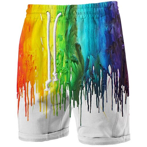 

Men's Sweat Shorts Beach Shorts Terry Shorts Drawstring Elastic Waist 3D Print Graphic Breathable Soft Short Casual Daily Holiday Cotton Blend Sports Designer Rainbow Micro-elastic