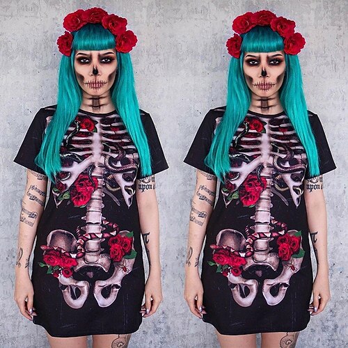 

Goth Girl Retro Vintage Punk Gothic Medieval Masquerade T-shirt Women's Costume Vintage Cosplay Halloween Party / Evening Short Sleeve T-shirt Halloween
