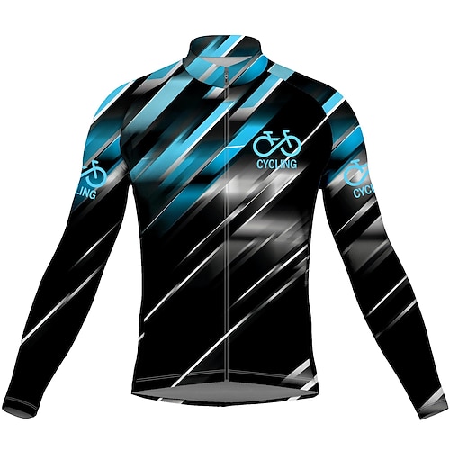 

21Grams Men's Cycling Jersey Long Sleeve Bike Top with 3 Rear Pockets Mountain Bike MTB Road Bike Cycling Breathable Quick Dry Moisture Wicking Reflective Strips Blue Geometic Polyester Spandex Sports