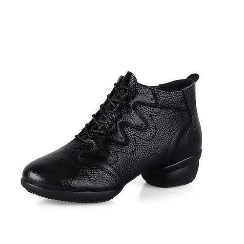 

Women's Practice Trainning Dance Shoes Party Training Stage Heel Thick Heel Lace-up Adults' White Black / Performance