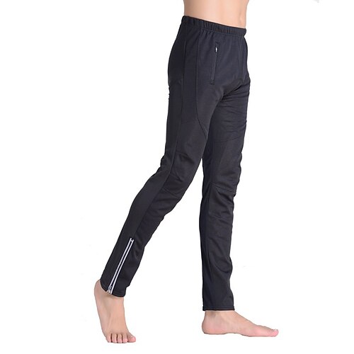 

Men's Cycling Pants Bike Pants Bike Bottoms Form Fit Winter Sports Windproof Cycling Warm Black Clothing Apparel Bike Wear
