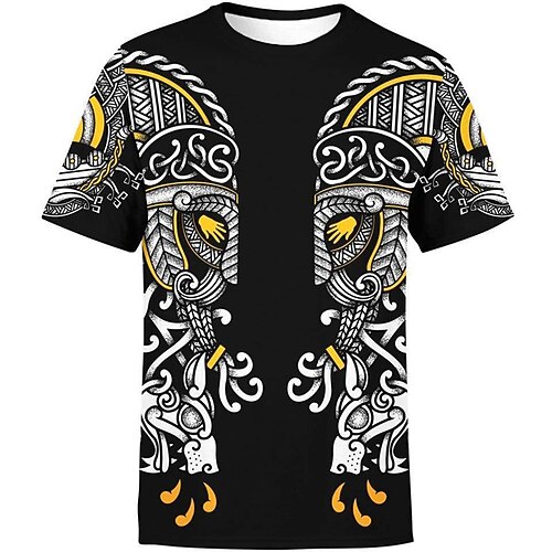 

Men's Unisex T shirt Tee Tribal Graphic Prints Crew Neck Black Short Sleeve 3D Print Outdoor Street Print Tops Sports Casual Classic Comfortable / Summer / Summer