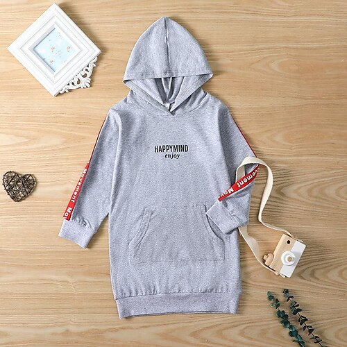 

Kids Girls' Hoodie Letter Daily Long Sleeve Active Cotton 3-6 Years Winter Grey