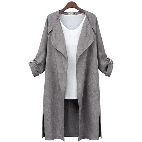 

Women's Trench Coat Warm Breathable Street Holiday Daily Wear Vacation Pocket Cardigan Turndown Active Modern Comfortable Street Style Solid Color Regular Fit Outerwear Long Sleeve Winter Fall