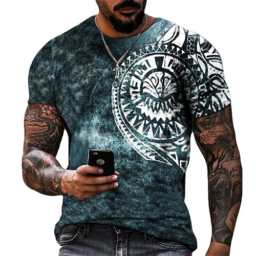 

Men's Unisex T shirt Tee Graphic Prints Geometry Crew Neck Green 3D Print Outdoor Street Short Sleeve Print Clothing Apparel Sports Casual Big and Tall / Summer / Summer