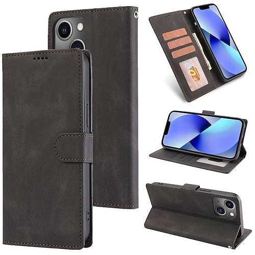 

Phone Case For Apple Wallet Card iPhone 14 Pro Max iPhone 14 Pro iPhone 14 Max iPhone 14 iPhone 13 Pro Max 12 11 SE 2022 X XR XS Max 8 7 Wallet with Stand with Wrist Strap Solid Colored TPU PU Leather