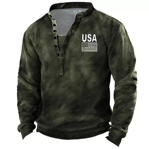 

Homme Unisexe Sweat shirt Sweat Sweat à capuche boutonné Vert Véronèse Col Mao Imprimés Photos Drapeau National Imprimer Casual du quotidien Des sports 3D effet Vêtement de rue Design Casual