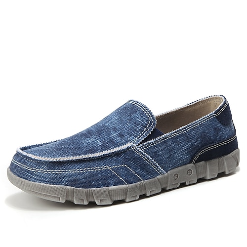 

Homens Mocassins e Slip-Ons Sapatos Confortáveis Solas Claras Tamanhos Grandes Mocassins de pano Casual Formais Diário Escritório e Carreira Lona Azul Cinzento Primavera Outono