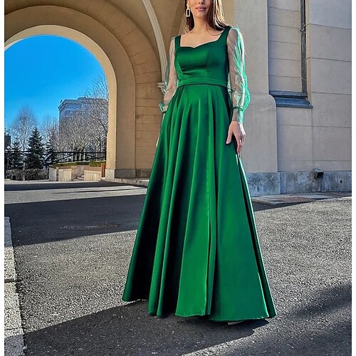 

Women's Party Dress Sheath Dress Long Dress Maxi Dress Green Long Sleeve Pure Color Mesh Fall Summer Autumn U Neck Fashion Winter Dress Evening Party Wedding Guest 2022 S M L XL