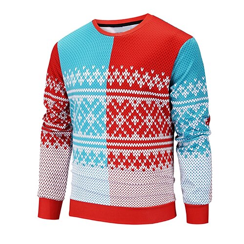 

Men's Unisex Sweatshirt Pullover Red Crew Neck Color Block Graphic Prints Print Christmas Daily Sports 3D Print Streetwear Designer Casual Spring & Fall Clothing Apparel Hoodies Sweatshirts Long