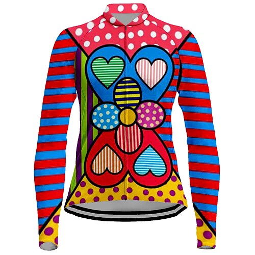 

21Grams Women's Cycling Jersey Long Sleeve Bike Top with 3 Rear Pockets Mountain Bike MTB Road Bike Cycling Breathable Quick Dry Moisture Wicking Reflective Strips Red Heart Spandex Sports Clothing