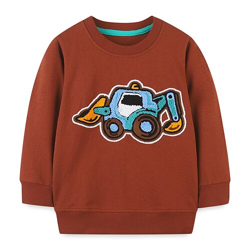 

Kids Boys Sweatshirt Cartoon School Long Sleeve Active 2-8 Years Winter Brown