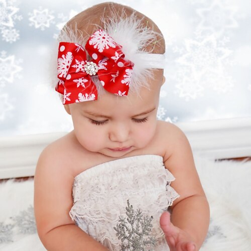 

Baby Girls' Active / Sweet Festival Snowflake Bow Polyester Hair Accessories Red Kid onesize