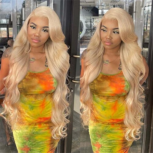 

613 Blonde Long Straight and Body Wave Human Hair Lace Front Wigs