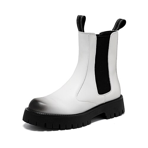 

Homens Botas Casual Diário Couro Sintético Botas Cano Médio Branco Inverno Outono