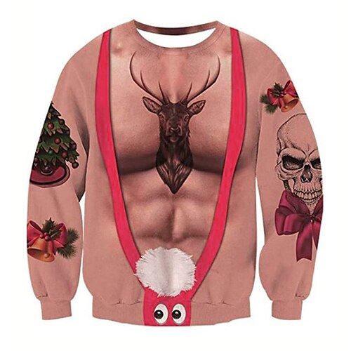 

Men's Unisex Sweatshirt Pullover Skull Graphic Prints Reindeer Print Christmas Daily Sports 3D Print Streetwear Designer Casual Clothing Apparel Hoodies Sweatshirts Long Sleeve Khaki Red