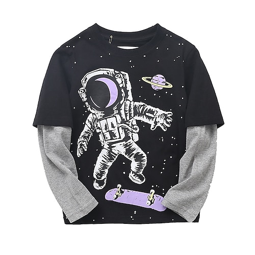 

Kids Boys Sweatshirt Cartoon School Long Sleeve Active 3-12 Years Winter Black Blue