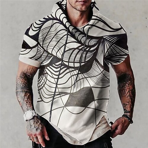 

Men's Unisex Pullover Hoodie Sweatshirt Hooded Abstract Graphic Prints Print Sports Outdoor Daily Sports 3D Print Streetwear Designer Casual Clothing Apparel Hoodies Sweatshirts Short Sleeve White