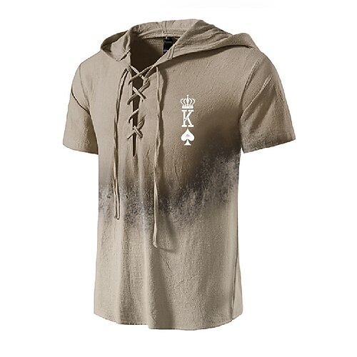 

Men's Unisex T shirt Tee Graphic Prints Poker Hooded Brown 3D Print Outdoor Street Short Sleeve Lace up Print Clothing Apparel Sports Designer Casual Big and Tall / Summer / Summer