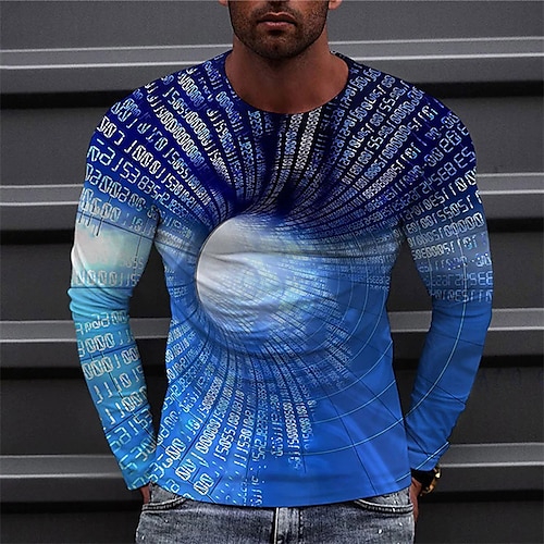 

Men's Unisex T shirt Tee Curve Graphic Prints Crew Neck Blue 3D Print Outdoor Street Long Sleeve Print Clothing Apparel Basic Sports Designer Casual