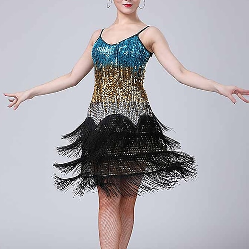 

Latin Dance Dress Tassel Paillette Women's Performance Sleeveless Polyester