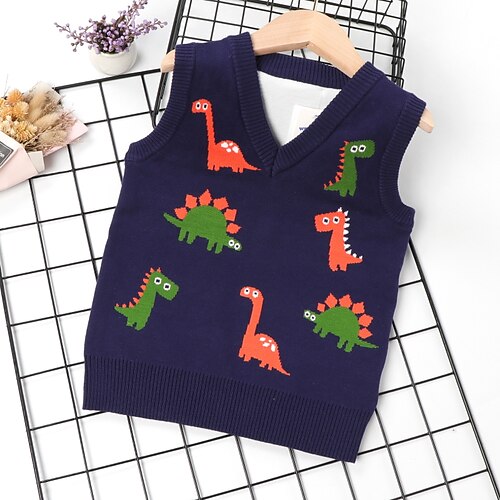 

Kids Boys Sweater Animal School Sleeveless Active 3-6 Years Winter Blue Royal Blue