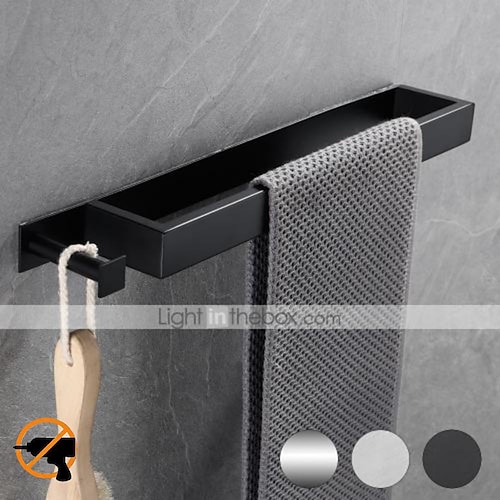 

Towel Racks with Hook for Bathroom,Self-Adhesive Towel Bar Wall Mounted SUS304 Stainless Steel No Drill Towel Holders for Toilet Bathroom,Kitchen(Black/Chrome/Brushed Nickel)40cm