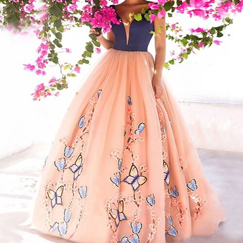 

Women's Party Dress Swing Dress Maxi long Dress Light Pink Sleeveless Color Block Patchwork Print Fall Winter Deep V Party Elegant 2022 S M L XL