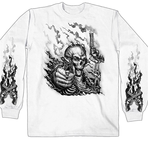 

Men's Unisex Sweatshirt Pullover White Crew Neck Skull Graphic Prints Print Daily Sports Holiday 3D Print Basic Streetwear Casual Spring & Fall Clothing Apparel Hoodies Sweatshirts Long Sleeve