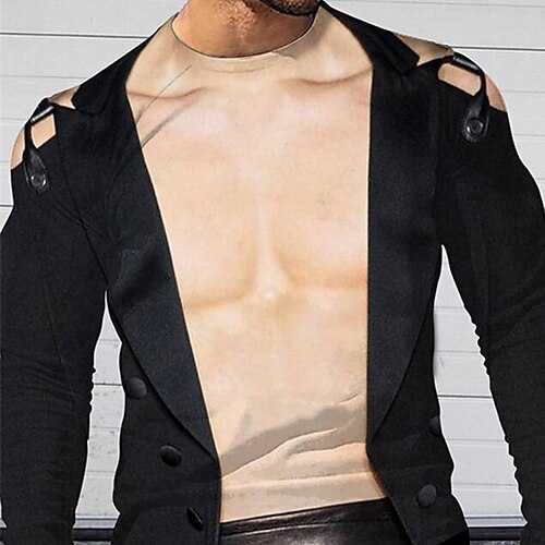

Men's Unisex T shirt Tee Graphic Prints Crew Neck Black Long Sleeve 3D Print Outdoor Street Print Tops Basic Sports Casual Classic