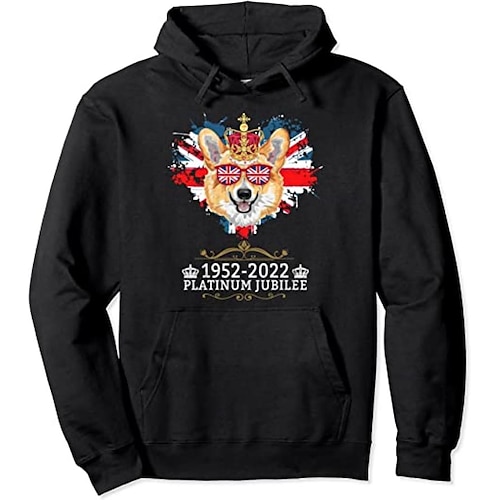 

Inspired by Queen's Platinum Jubilee 2022 Elizabeth 70 Years British Corgi Hoodie Cartoon Manga Anime Front Pocket Graphic Hoodie For Men's Women's Unisex Adults' 3D Print 100% Polyester