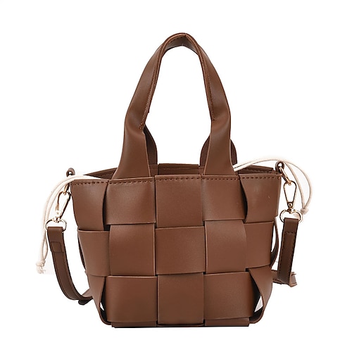 

Women's Leather Bag Top Handle Bag PU Leather Geometric Shopping Going out White Black Khaki Brown