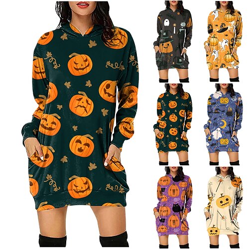 

Halloween Zucca Felpa con cappuccio Cartone animato Manga Manga Tasca frontale Grafica Felpa con cappuccio Per Per uomo Per donna Unisex Per adulto Stampa 3D 100% poliestere