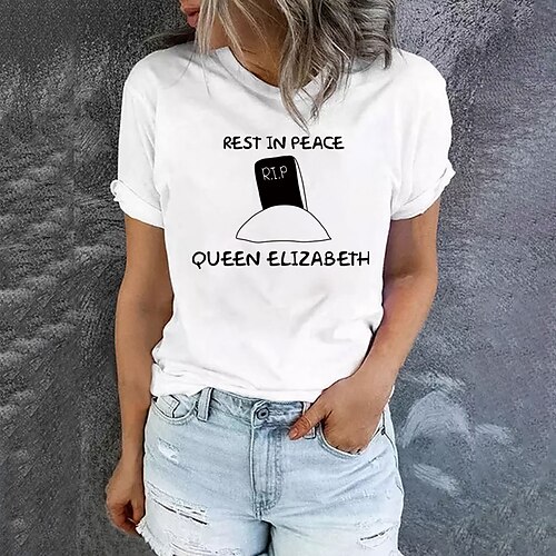 

Women's T shirt Tee Green Pink Wine Graphic Letter Print Short Sleeve Daily Holiday Basic Round Neck Regular 100% Cotton Painting S