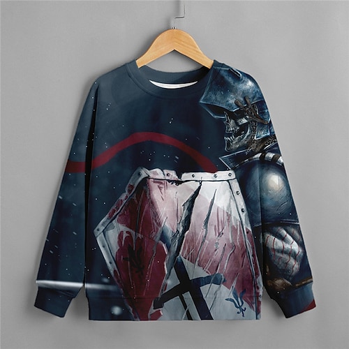 

Kids Boys Sweatshirt Cross Outdoor 3D Print Long Sleeve Crewneck Active 3-12 Years Winter Blue