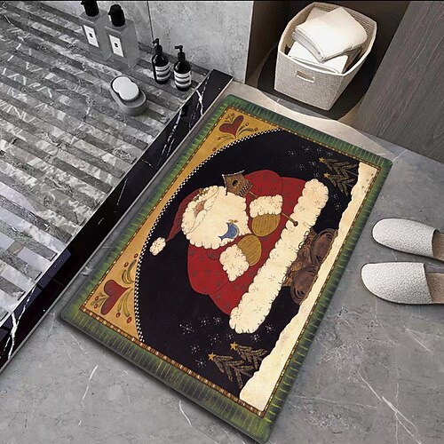 

Santa Claus Christmas Tree Christmas Snowman Bath Mat Diatomite Super Absorbent Bathroom Door Quick Dry Foot Pad Entrance Door Mat Mat Christmas Decoration
