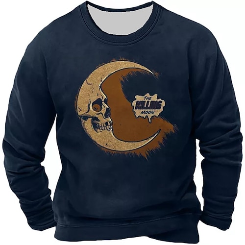 

Men's Unisex Sweatshirt Pullover Crew Neck Moon Graphic Prints Print Daily Sports Holiday 3D Print Streetwear Designer Casual Clothing Apparel Hoodies Sweatshirts Long Sleeve Navy Blue