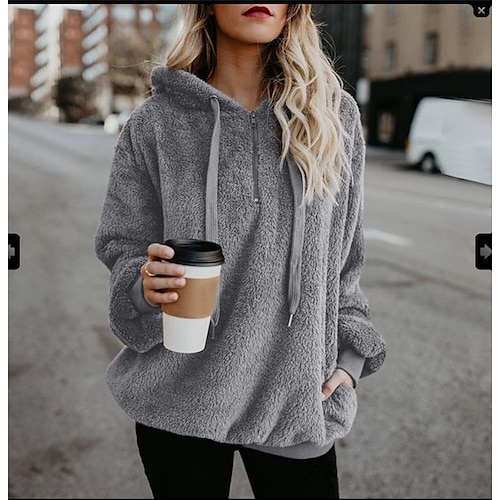 

Women's Pullover Hoodie Sweatshirt Pullover Plain Pocket Quarter Zip Daily Sports Fleece Active Streetwear Sherpa Fleece Clothing Apparel Hoodies Sweatshirts Black Gray