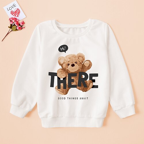 

Kids Boys Sweatshirt Graphic Daily Long Sleeve Crewneck Neutral 3-8 Years Fall White