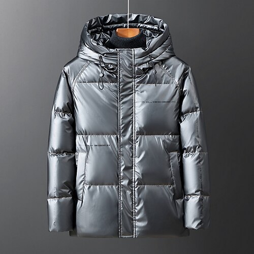 

Men's Puffer Jacket Winter Jacket Quilted Jacket Winter Coat Warm Work Daily Wear Pure Color Outerwear Clothing Apparel Casual Casual Daily Silver Black Gold