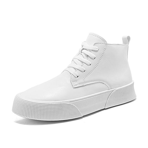 

Men's Sneakers Skate Shoes High Top Sneakers Casual Classic Daily Faux Leather Black White Winter Fall