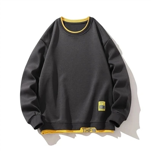 

Men's Sweatshirt Pullover Round Neck Letter Casual Daily Casual Oversized Hoodies Sweatshirts Long Sleeve Black Blue