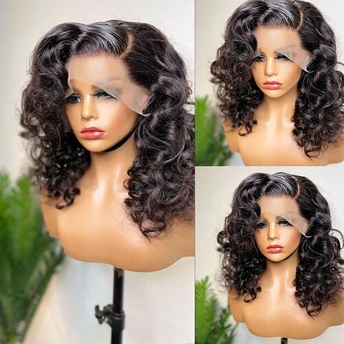 

Unprocessed Virgin Hair 13x4 Lace Front Wig Side Part Brazilian Hair Loose Wave Black Wig 130% 150% Density with Baby Hair Natural Hairline 100% Virgin Glueless Pre-Plucked For wigs for black women