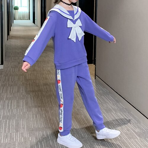 

Kids Girls' PantsSet Clothing Set 2 Pieces Long Sleeve Purple Pink Cartoon Street Vacation Fashion Cool 3-12 Years